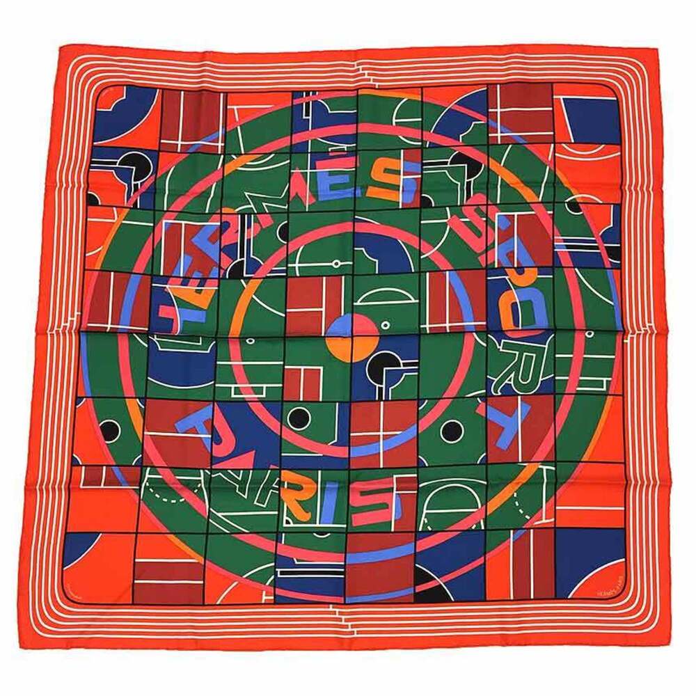 HERMES Authentic Red Silk Scarf